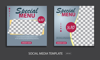 food restaurant, Suitable for social media post and web internet ads. Vector illustration with photo college
