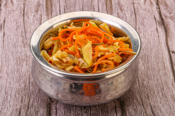 Spicy pickled cabbage with carrot