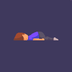 Tired pixel art character - 425120331