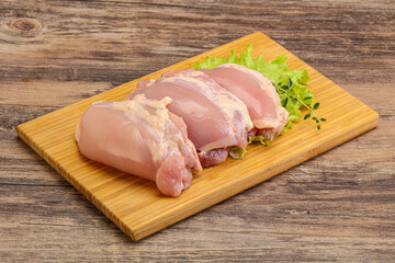 Raw chicken boneless and skinless leg