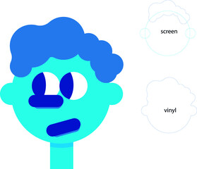 cartoon vector head in blue