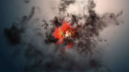 Fototapeta na wymiar smoke clouds fire in space illustration