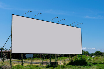 roadside advertising panel with spotlights