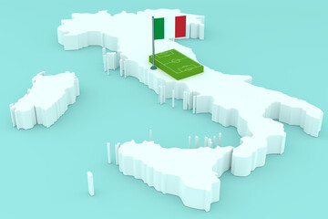 Football Championship. Green soccer lawn on Azerbaijan layout. 3d illustration