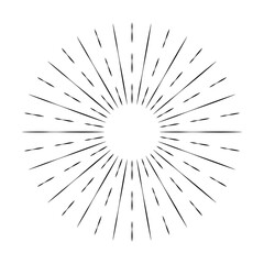 Fototapeta premium Sunburst line icon isolated on white background, summer web banner, retro circle design, vector illustration