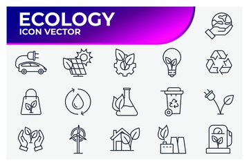 Set of ecology Environmental sustainability icon. Eco friendly pack symbol template for graphic and web design collection logo vector illustration