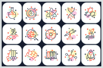 Set of Science elements icon. Science pack symbol template for graphic and web design collection logo vector illustration