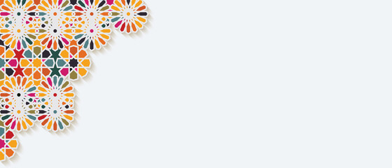 Ornamental colorful patterned relief in arabic style of islamic mosque,greeting card for Ramadan Kareem