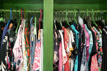 Female Summer clothing in wardrobe