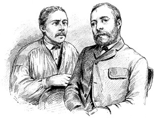 Strabismus. Illustration of the 19th century. Germany. White background.