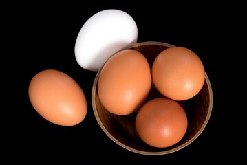 eggs on black background