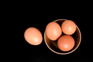 eggs on black background