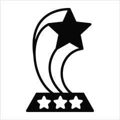 Star Shield ,trophy black filled line vector icon isolated