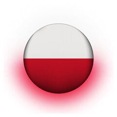 Glass light ball with flag of Poland. Round sphere, template icon. Polish national symbol. Glossy realistic ball, 3D abstract vector illustration highlighted on a white background. Big bubble