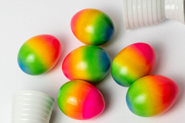 colorful boiled easter eggs