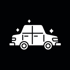 Vehicle cleaning white glyph icon. Car wash. Thin line customizable illustration. Contour symbol. Vector isolated outline drawing.