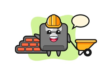 Cartoon character of floppy disk as a builder