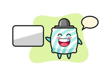 pillow cartoon illustration doing a presentation