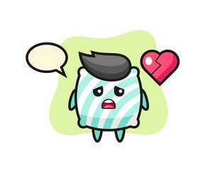 pillow cartoon illustration is broken heart