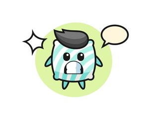 pillow character cartoon with shocked gesture