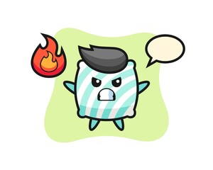pillow character cartoon with angry gesture