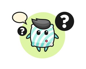 Cartoon Illustration of pillow with the question mark