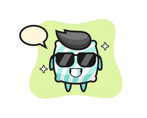 Cartoon mascot of pillow with cool gesture
