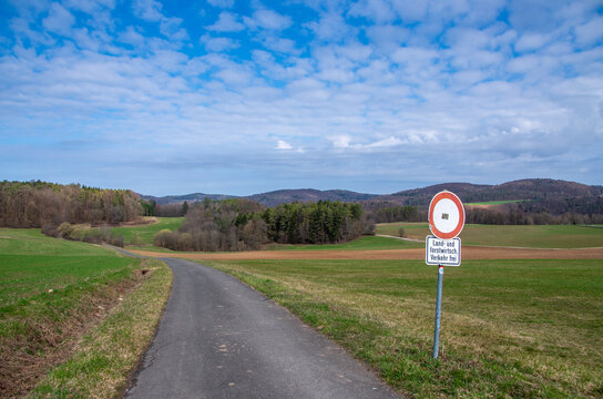Landscape of Franconian Switzerland near the ruins of Neideck Castle in spring