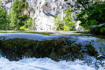 Splashes on Waterfall in Plitvice Lakes National Park, Croatia