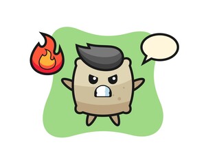 sack character cartoon with angry gesture
