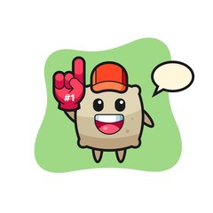 sack illustration cartoon with number 1 fans glove