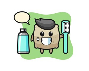 Mascot Illustration of sack with a toothbrush