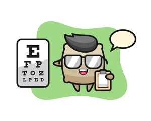 Illustration of sack mascot as an ophthalmology