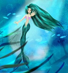 mermaid in the sea