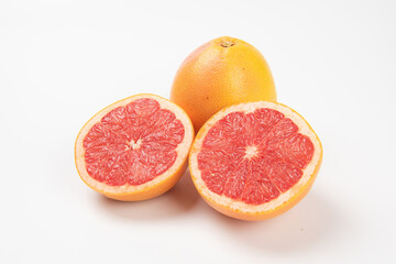 Fototapeta na wymiar grapefruit slice, half cut grapefruit on white background.