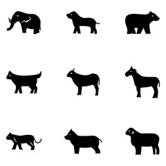 animal icon set solid style vector