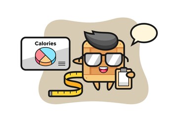 Illustration of wooden box mascot as a dietitian