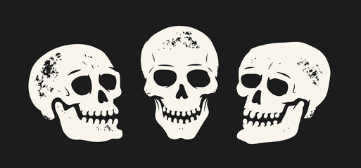 Obraz premium Grunge skull set. Skeleton symbol vector illustration