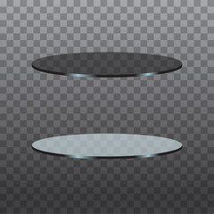 Circle Glass Table Black Dark and White Clear Transparent Vector Illustration