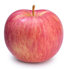 Fresh Apple with leaf on white background, San Fuji Apple isolated on white background. With clipping path.