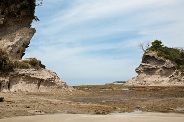 Fototapeta na wymiar 薩摩川内市西方海岸の奇岩 