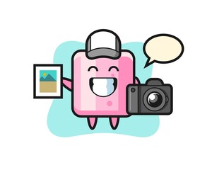 Character Illustration of marshmallow as a photographer