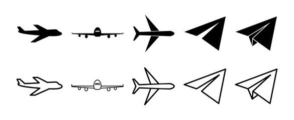 Plane icon set. Airplane icon vector. Flight transport symbol. Travel illustration. Holiday symbol