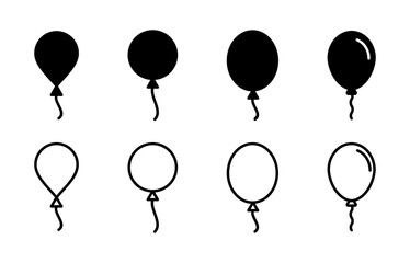 Balloon icon set. party balloon icon decoration birthday vector. Balloon black silhouette icon