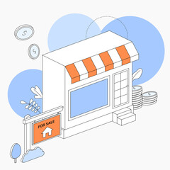 Vector illustration of shop rentals.