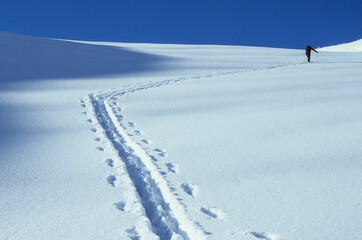 A person ski touring near Aspen, Colorado, USA