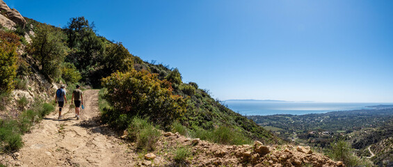 Fototapeta na wymiar Old Romero Canyon Trail in Montecito, California near Santa Barbara on a clear, sunny spring day