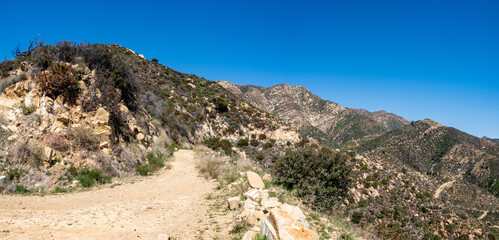 Old Romero Canyon Trail in Montecito, California near Santa Barbara on a clear, sunny spring day