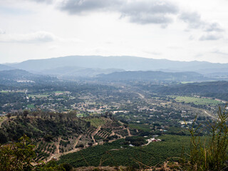 Naklejka premium Ojai Valley with Topa Topa Mountains in the distance on an overcast day