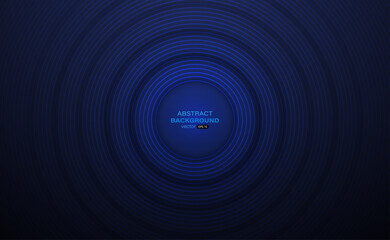 Dark blue background with circle stripes line. Modern graphic design element. Abstract background vector illustration